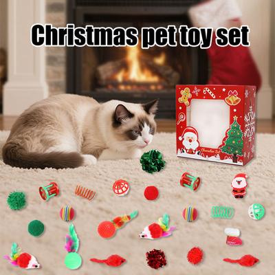 1 Set Noel Kedi Oyuncakları İnteraktif Teaser Çubuk Çıngıraklı Top Tüylü Peluş Fareler Kedi Eğlence Oyuncakları İç Mekan Kedileri Yavru Kediler Egzersiz Tatil Hediyesi