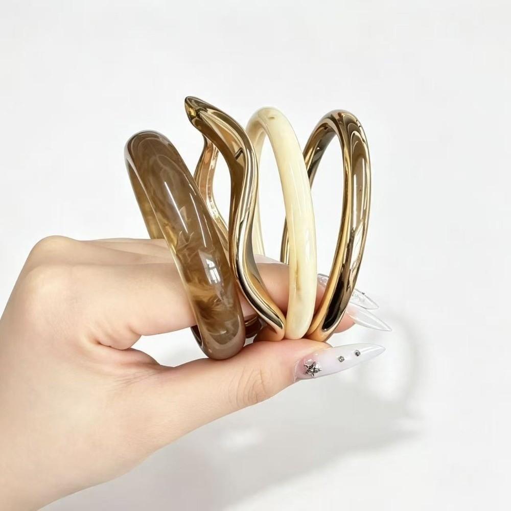 4Pcs/Set Multi-color Irregular Resin Bangles Set Wave Cuff Bracelet Set New Round Bracelets Women