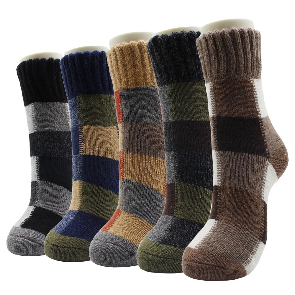 5 Pairs New Autumn and Winter Thicken Warm Men Wool Socks Pure Color Ethnic Imitation Mink Cashmere Casual Men Socks