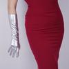 Cosplay Party Stage Performance Women Full Finger Shine Faux Leather Long Gloves