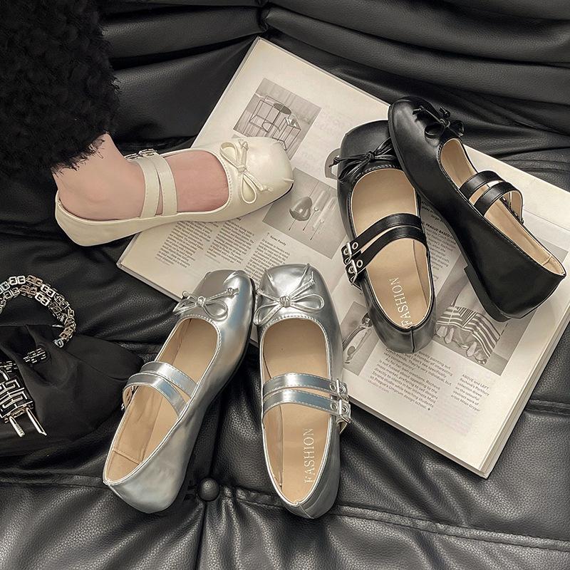 Bow gentle and cute single shoes women's 2025 summer new French buckle with skirt Mary Jane princess women's shoes