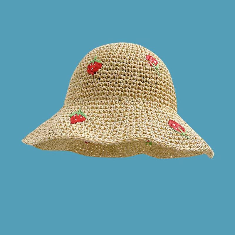 Straw Hat Women's 2025 New Straw Hat Summer UV Protection Sun Shade Holiday Sun Hat