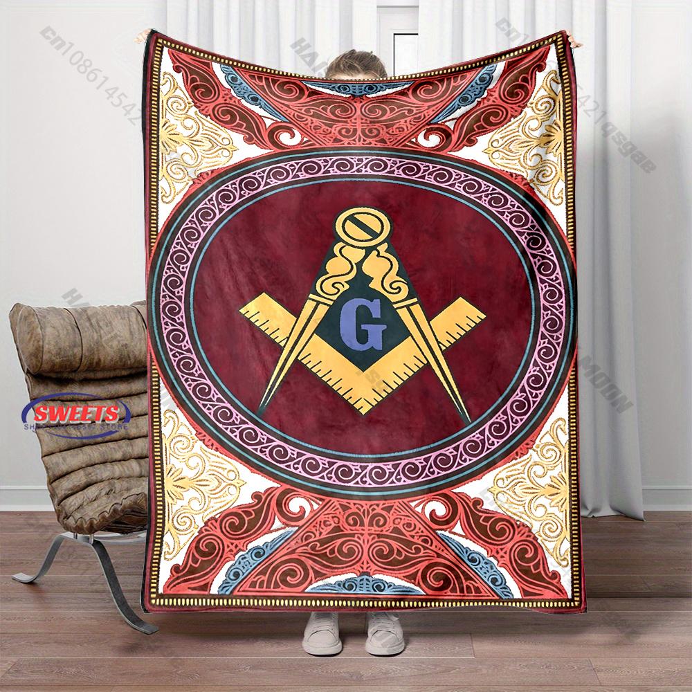 Large Size Lightweight Classic M-Freemas0nry Print Blanket Super Soft Cozy Home Bed Sofa Office Camping Shawl Blanket Great Gift