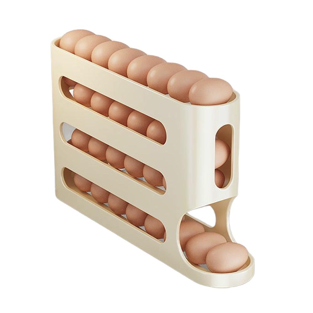 4 Layers Automatic Rolling Egg Holder Rack Fridge Egg Storage Box Container Kitchen Refrigerator Egg Dispenser Kitchen Organizer