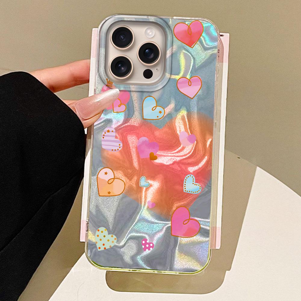 Leopard Print Love Heart Water Texture Phone Case for Iphone 16 15 14 7 8 Plus 13 Pro Max X XS XR SE 2022 Silicone Shell Cover