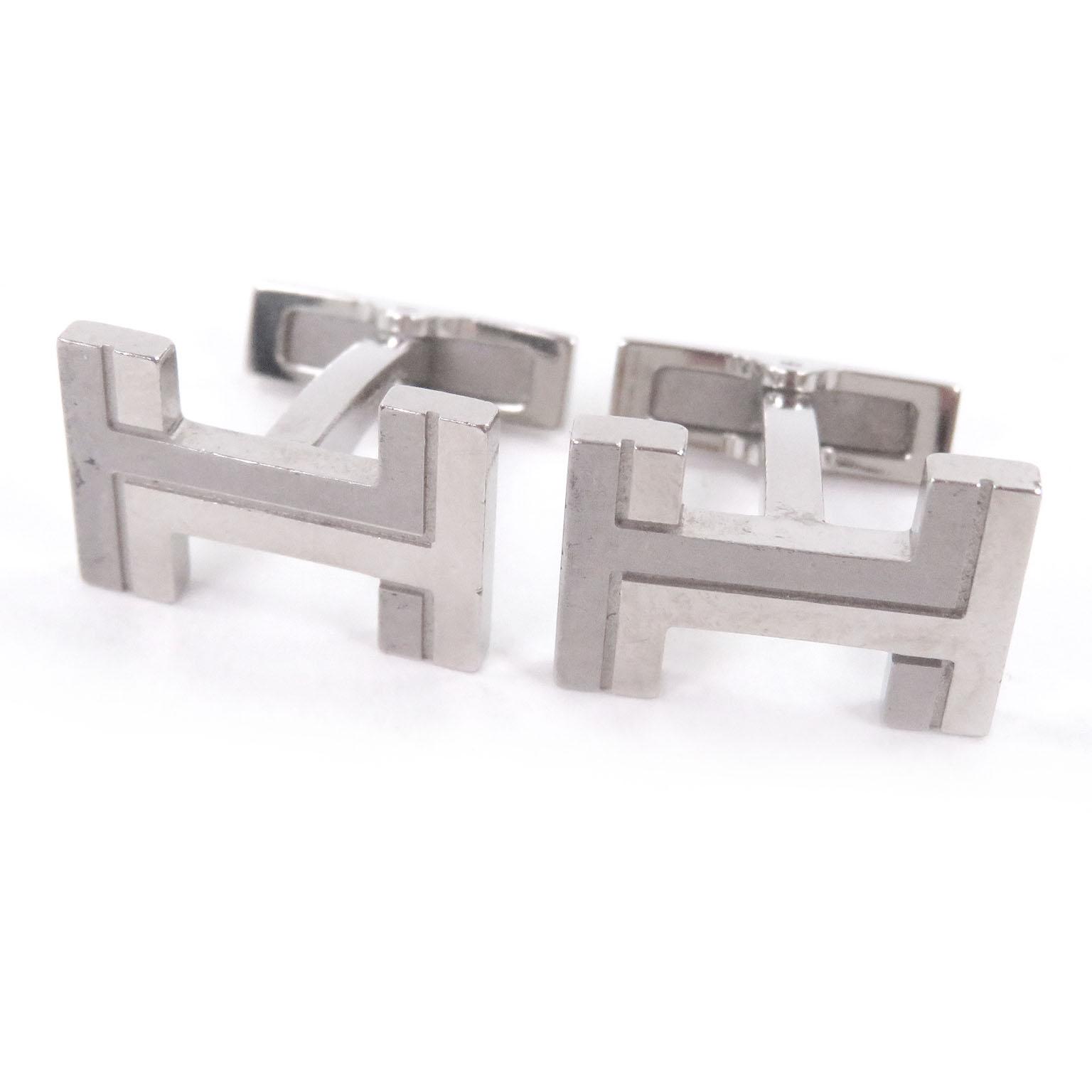 Отличные запонки HERMES запонки H logo Серебряные мужские Б/У