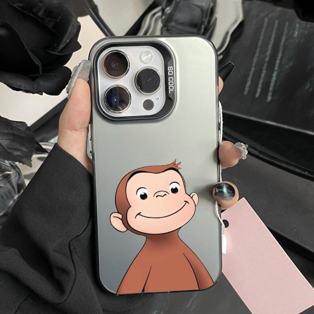 

Curious George Monkey Phone Case For iPhone 16,15,14,13,12,11,Pro,Max,Plus,Mini,XS Anti Fall Black Matte Hard Bumper iPhone14pro