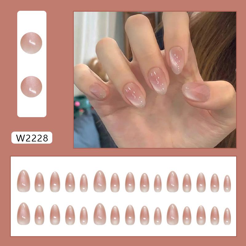 24 Pieces Clear Cat's Eye Simple Gentle Sweet Blush ins Wind Removable Wear Armor 30 pieces press on nails