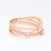 Pan Jia Rose Gold-Plated Sparkling Intertwined Three-Ring Set - European and American Fashion Surprise Gift