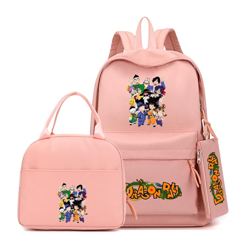3Pcs/set Anime Dragon Ball Backpack with Lunch Bag for Girl Boy Back To School Bookbag Schoolbag Men Women Travel Bag Mochila