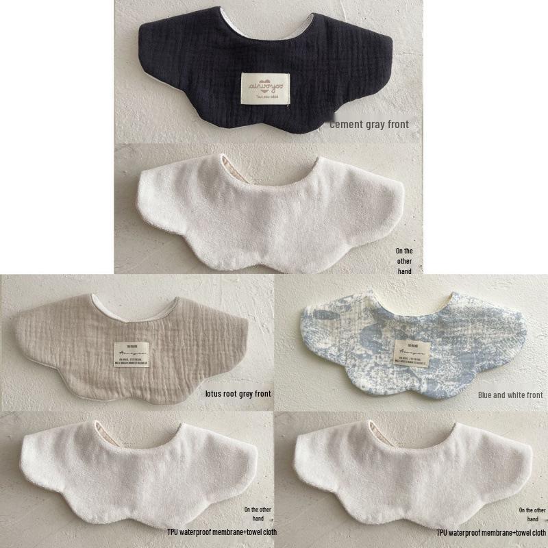 Pure Cotton Korean-Style Baby Drool Bib - Lightweight, Absorbent, Anti-Spit Up, Petal Design
