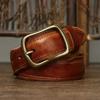 Cintura in Vera Pelle da Uomo 3,3 cm Cinturino di Lusso Cintura Maschile Nuova Moda Pelle di Mucca Pura Fibbia in Rame Selvaggio Classico Retro Alta Qualità