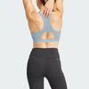 Adidas Powerreact Medium-Support Zip Bra Solid Logo Quick-Dry Fitness Sports Bra Women underwear Light-Blue IX4940