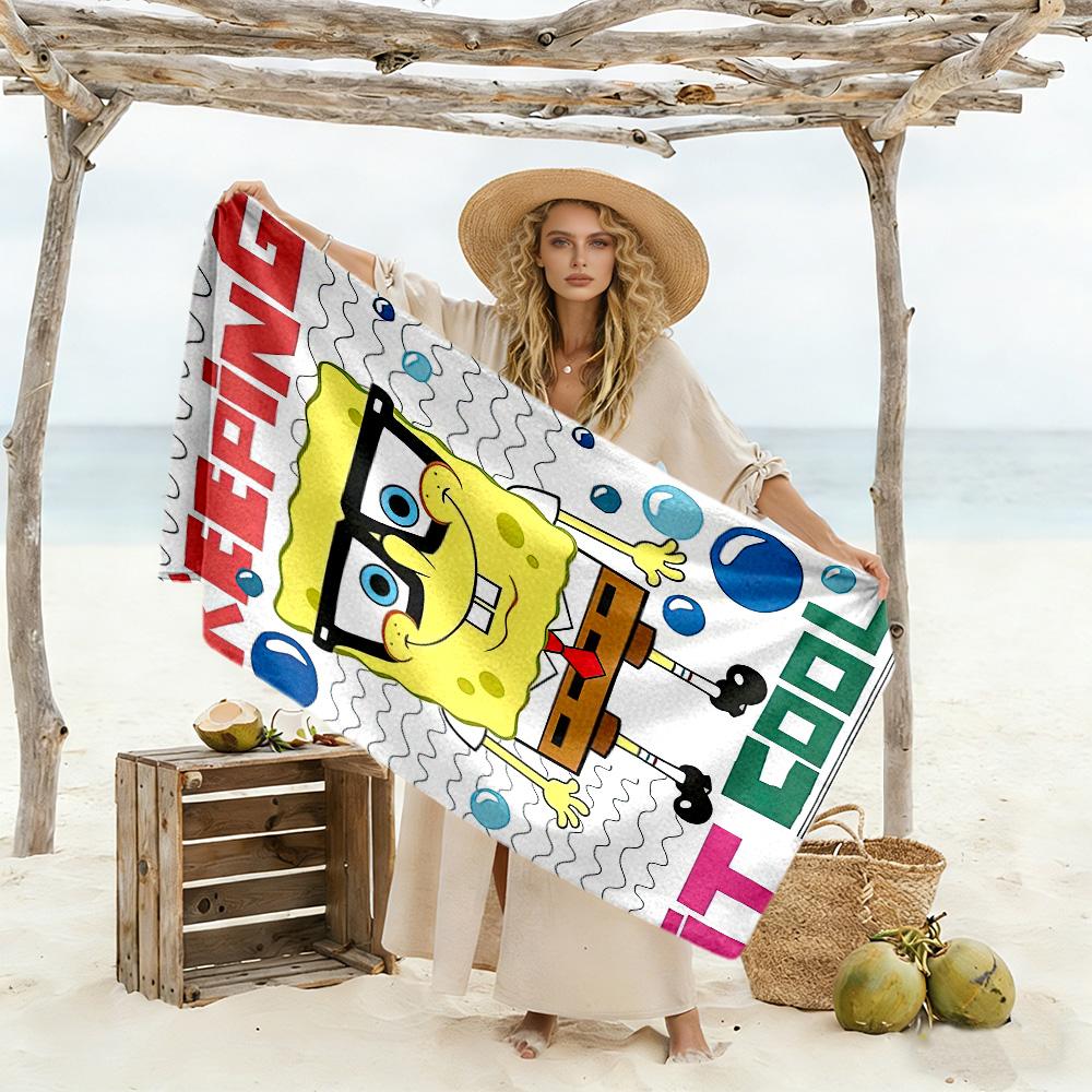 Spongebob Squarepants Style Beach Towel Super Soft & Absorbent Comfortable Lightweight