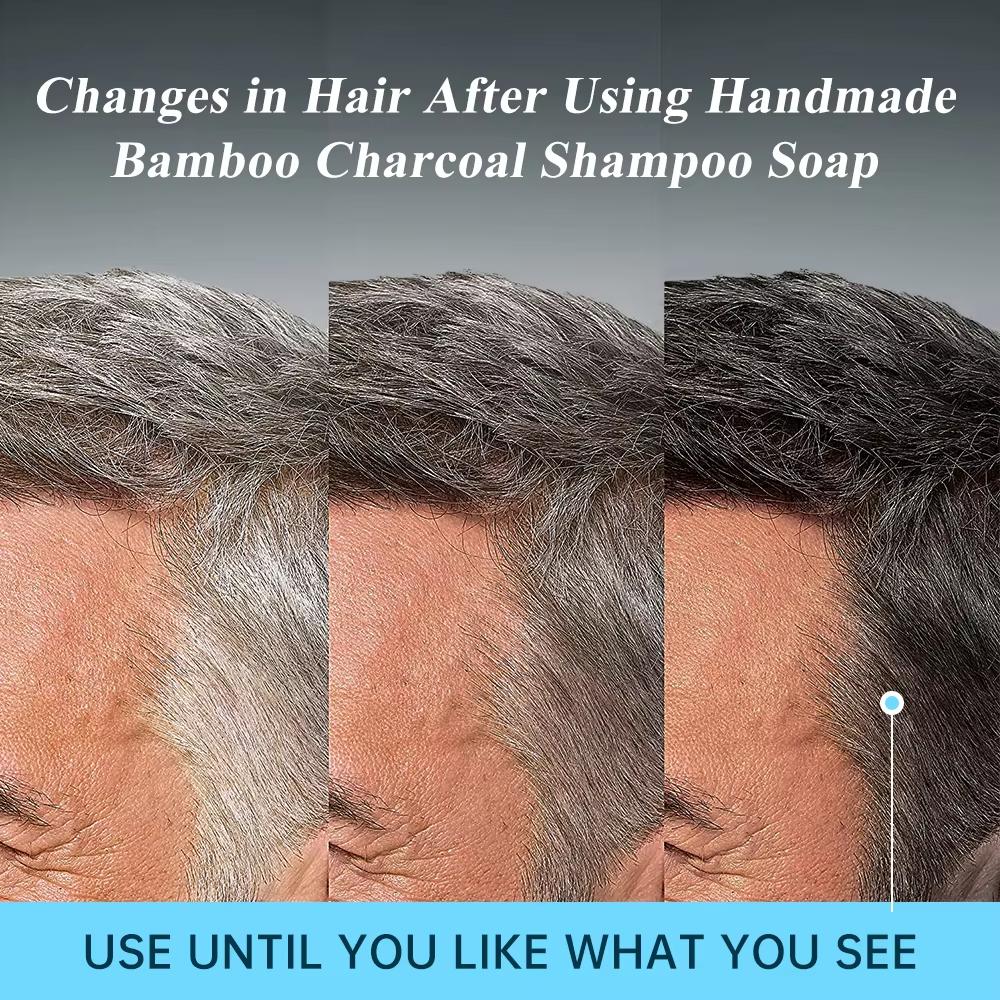 PURC Graue, weiße Haarfarbe, Färbebehandlung, Bambuskohle, saubere Detox-Seifenstange, schwarzes Haarshampoo, Behandlung für glänzendes Haar und Kopfhaut