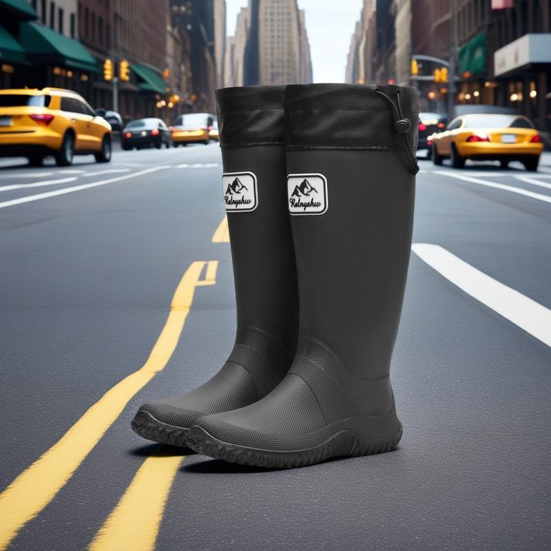 Foldable Waterproof Family Rain Boots - High-Top, Hiking, Camping, and Commuting Shoes for Parent and Child.