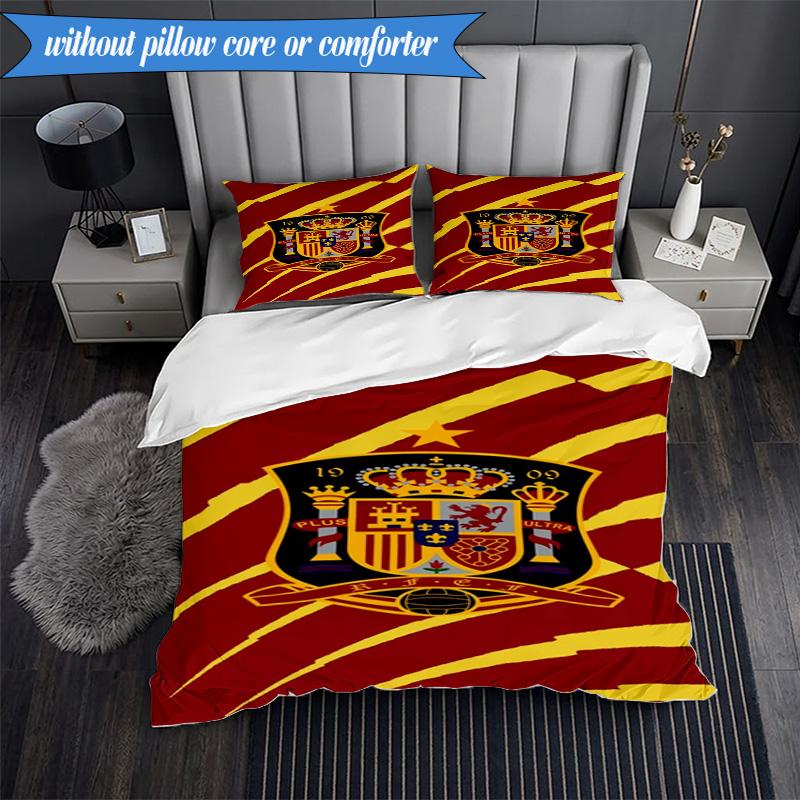 Set Biancheria da Letto 3 Pezzi con Stemma Calcio Spagnolo Gruppo Musicale K-pop, Ideale per Camera da Letto, Dormitorio, Include Copripiumino e 2 Federe, Regali per Fan