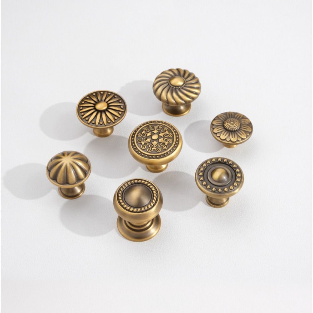 1Pcs New Single Hole Antique Drawer Knob Multi-size Round Cabinet Handle Vintage Luxury Door Handle Pulls Furniture Accessory