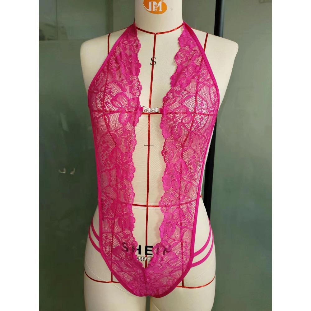 Erotic Sexy Crotchless  Lingerie Women Lace Hollow Bra Set Erotic Costumes Teddy Baby Doll Dress Open Bra Porn Underwear Set