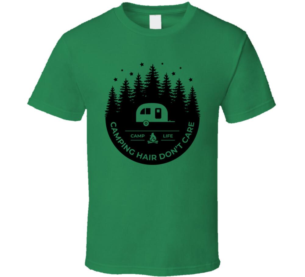 Camping Hair Don't Care Tee Unisex TShirt For Outdoor Enthusiasts Camper T-Shirt