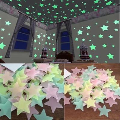 New 50pcs 3D Stars Glow In The Dark Wall Stickers Luminous Fluorescent Wall Stickers For Kids Baby Room Bedroom Ceiling Home Dec