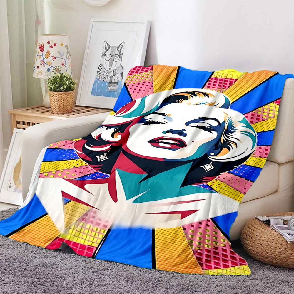 1pc Pop Art Marilyn Monroe Blanket Lightweight Flannel Blanket Throw Blanket For Sofa, Bed, Travel, Camping, Livingroom, Office, Couch