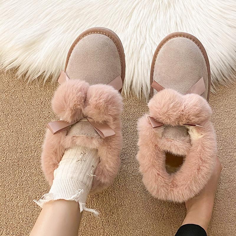 Women's fashion lightweight winter warm snow boots plush lining non-slip wear casual outdoor sports furry mouth cotton boots