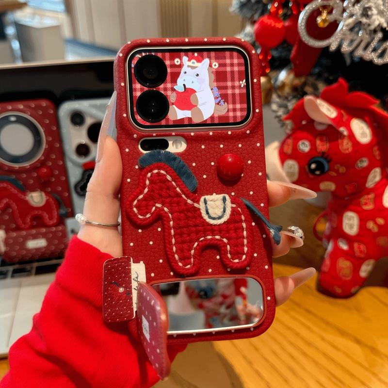 

Cartoon Horse Phone Case for iPhone 17 16 15 14 13 12 11 Pro Max Stand Anti-drop Shockproof Cover iPhone 11 червоний