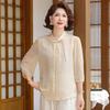 Chinese Style Summer Top for Mothers: Lightweight, Seven-Point Sleeves, New Fashion for Middle-Aged and Elderly Women