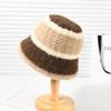 Fashion Wide-Striped Knitted Bucket Hat Versatile Cold-Proof Fisherman Hat Large Head Circumference Warm Basin Hat Outdoor