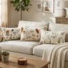Pastoral Floral Embroidered Cushion Cover Canvas Square Decorative Pillow Case Spring Theme Wear Resistant