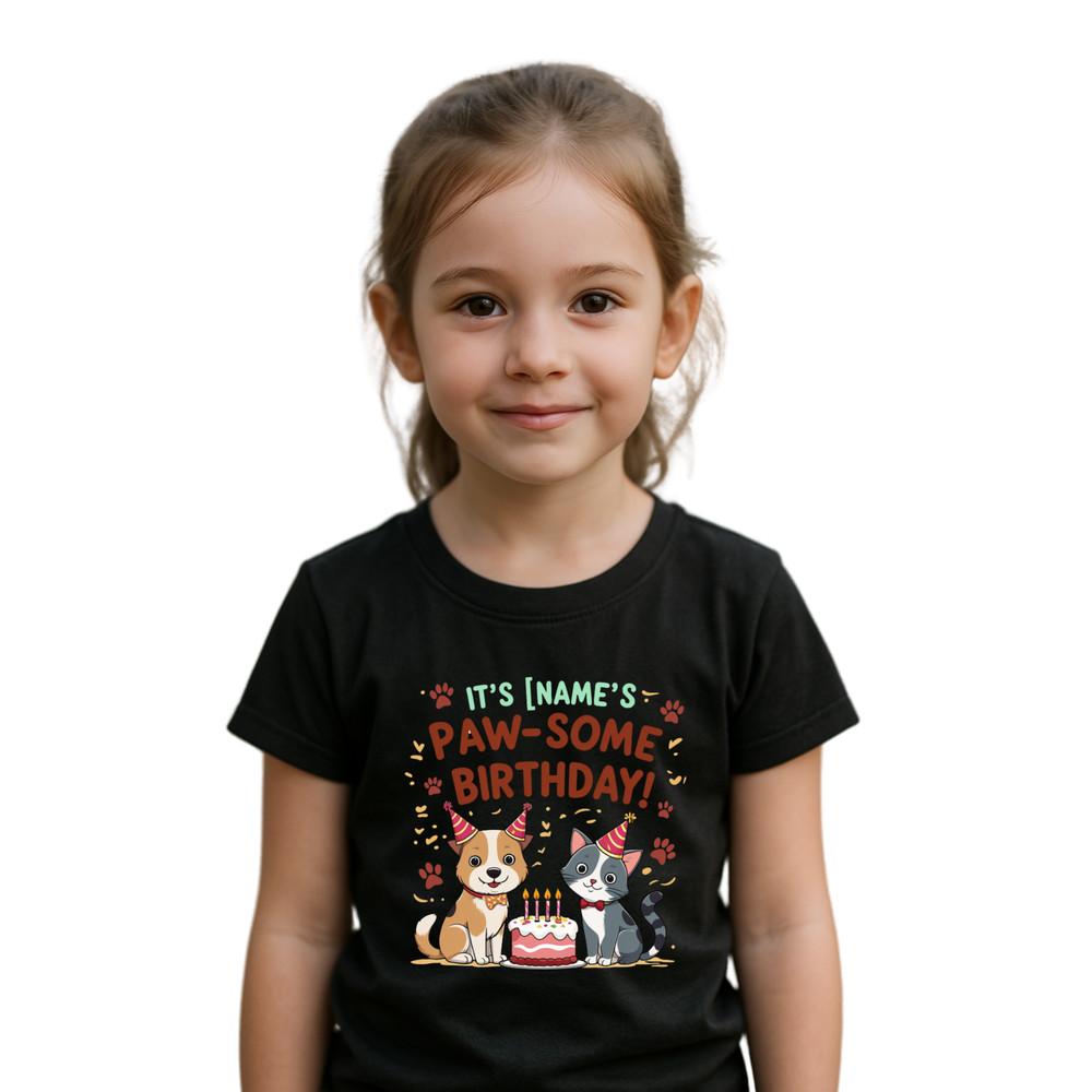 Personalized Name Birthday Shirt | Dog Cat Paw-some Birthday T-shirt | Custom Na