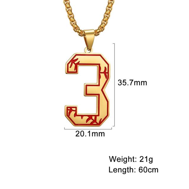 My Shape Baseball Pattern Number Pendant Necklace For Men Sport Basketball Figure Stainless Steel Necklaces Fashion Male Jewelry