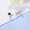 925 Sterling Silber Himmel Weltraum Astronauten Kleine Asymmetrische Ohrstecker Mit Kristall Für Frauen Mädchen S -E919
