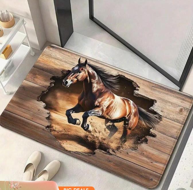 Colorful Three-dimensional Flower Horse Print Mat Is Very Door Mats Restaurant Mats Door Mats Game Room Mats Modern Door Mats