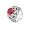 Hao Inlaid with Diamond Temperament Yuan Shape Imitation Royal Blue Red Corundum Zircon Chalcedony Ring Drop Glaze Open Ring Female