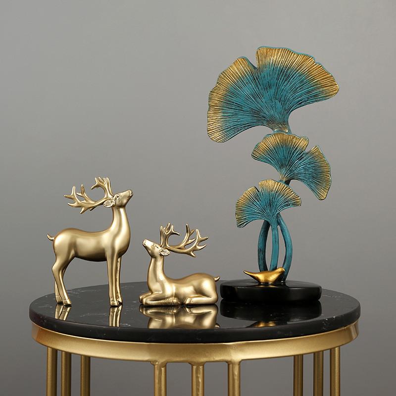 Dekor im europäischen Stil aus Kunstharz mit Ginkgoblatt für Wohnzimmer, TV-Schrank, Tischplatte, Geschenk