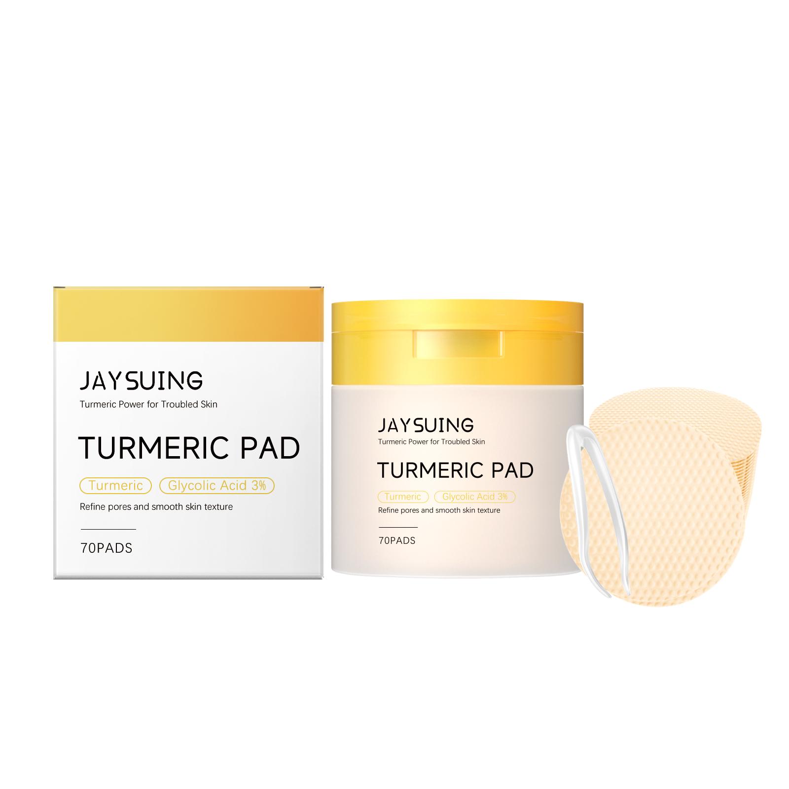 Jaysuing Turmeric Cleansing Pads With Glycerin And Glycolic Acid For Face Gentle Exfoliation Hydrating Skin 1 Set
