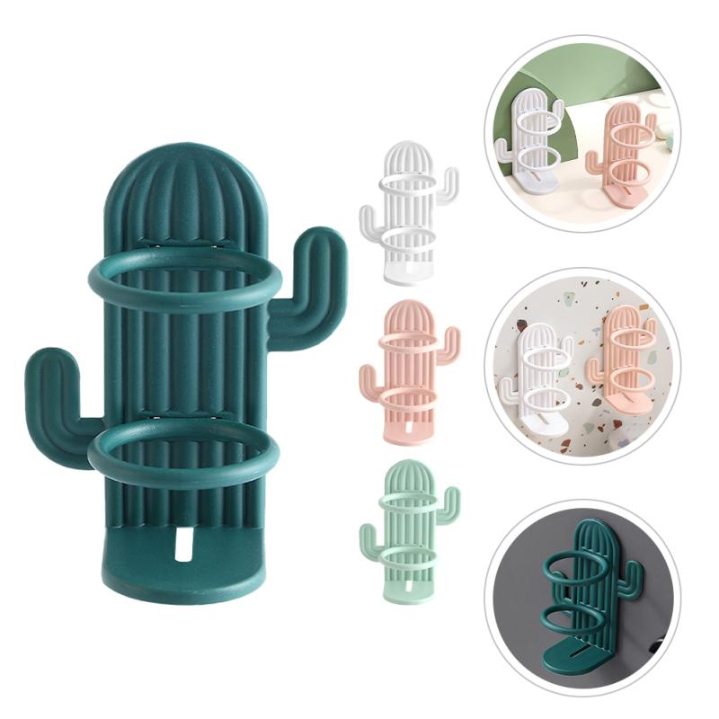 4 Pcs Cactus Toothbrush Storage Rack Electric Holder Wall Mount Shaver Stand Toothpaste Dispenser Bathroom Accessory Creative