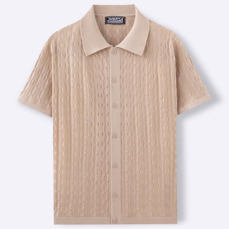 Cárdigan de Punto Jacquard de Manga Corta para Hombre Verano Casual de Negocios Versátil
