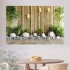 1 Zen garden background banner, designed with bamboo, stone, and green plants - suitable for birthdays, festivals, and parties