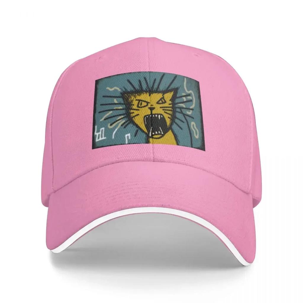 New Wack crazy cat hissing yellow blue Baseball Cap dad hat Kids Hat Mens Caps Womens