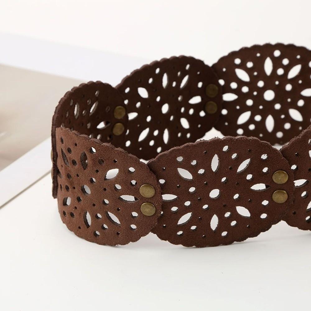 Hollow-out Design Waist Belt Ethnic Style Bohemian Belt Elegant Suede Belt  for Women