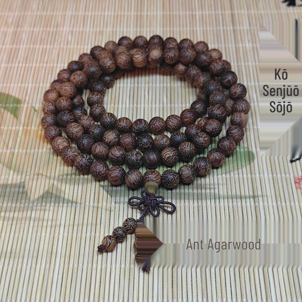 Golden Sandalwood Buddhist Prayer Beads Bracelet - 108 Beads, Wooden Wenwan Ornaments for Men, Women, Couples