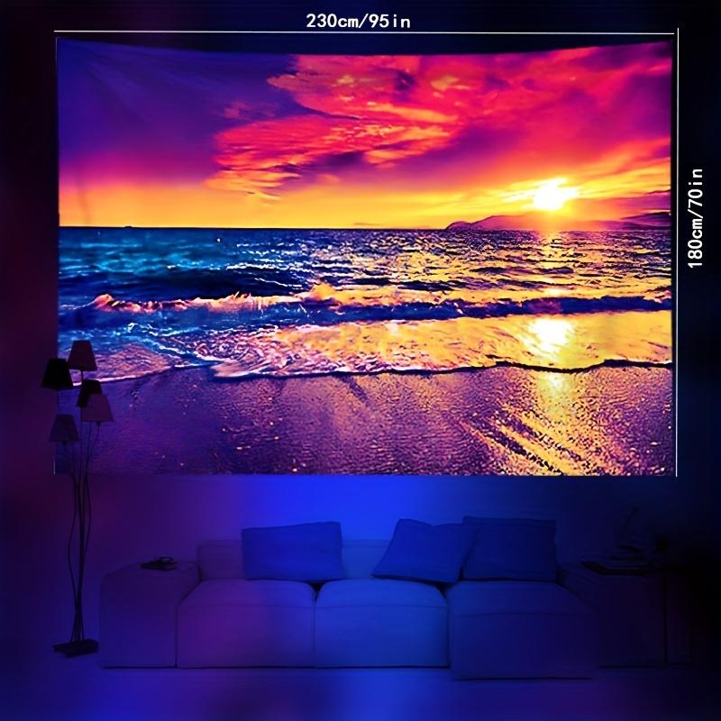 Sunset Blacklight UV Reactive Wall Hanging Tapestry Fluorescent Tapestry for Living Room  Bedroom and Home Decor