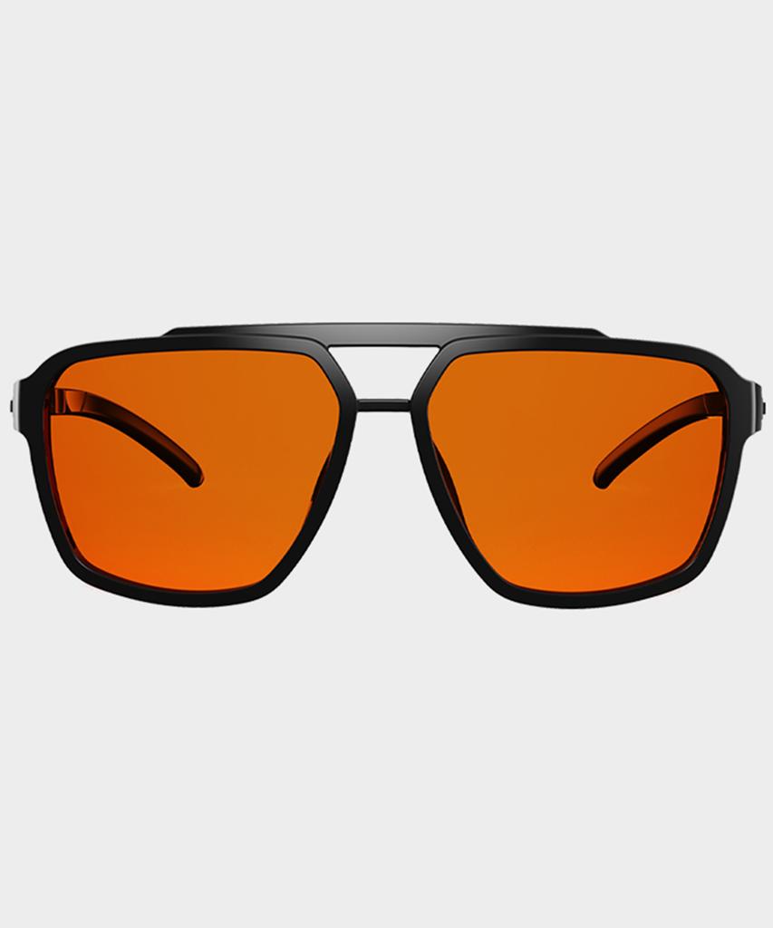 Pilli Forest Sports Sunglasses (Shiny Black Orange Tint)