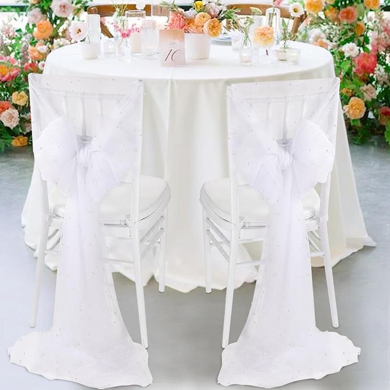 Table Runner Wedding Decorations White Table Cover Lace Fabric Table Cloth for Sequins Overlay Birthday Bridal Shower Party
