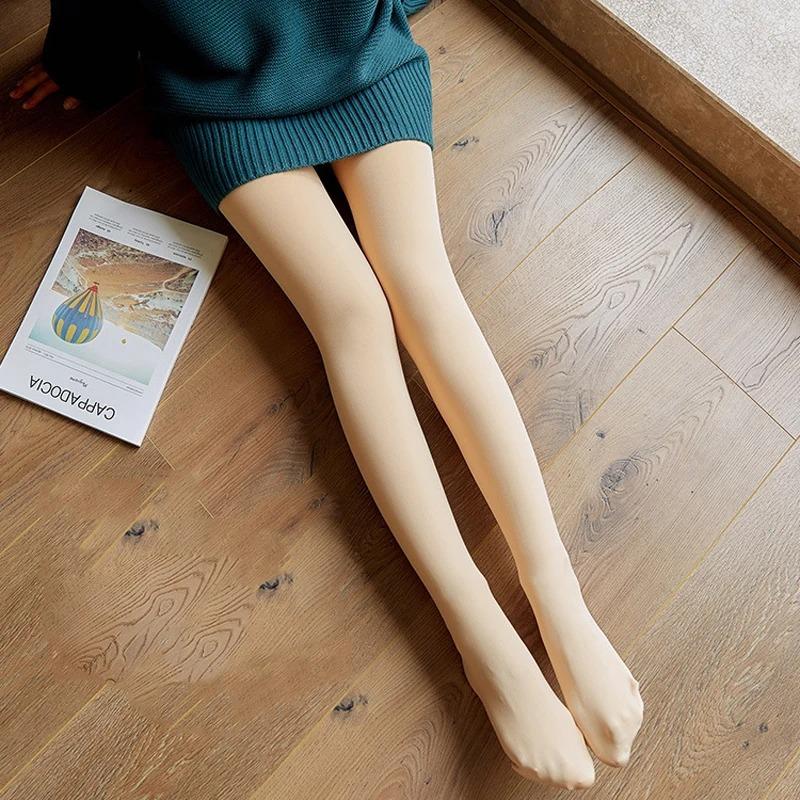 Winter Fleece-Lined Thick Thermal Women Long Tights Female Keep Warm Soft Leggings High Waist Elastic Slim Thickening Pantyhose