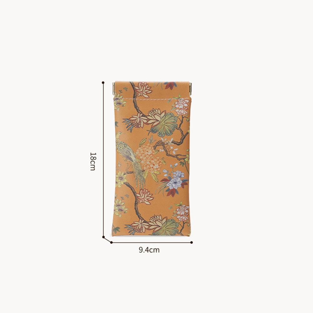 Retro Oil Painting Pattern PU Leather Glasses Bag Automatic Closing Sunglasses Bag Portable Eyewear Protective Cover Organizer