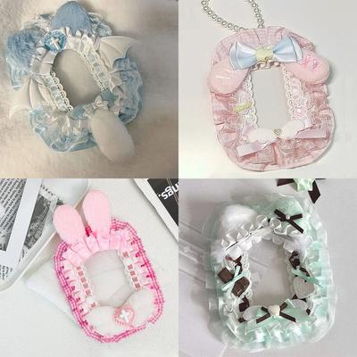 Cute Pink Bow Card Holder Lace with Ribbon Photo Protector Case Anime Photocard Holder